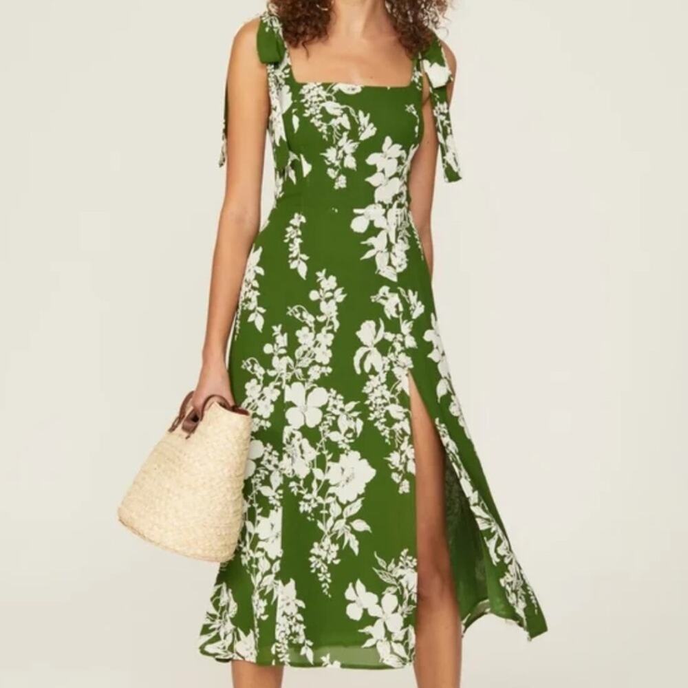 Reformation Twilight Midi Dress – Green Floral – Size 4 - Worn 2x!